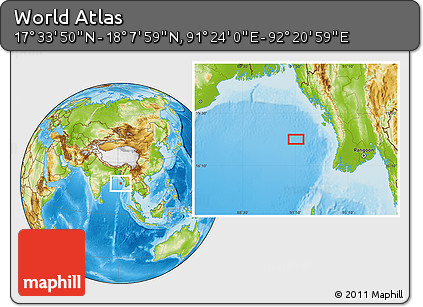 Physical Location Map of the Area around 17° 50' 55" N, 91° 52' 30" E
