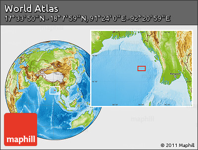 Physical Location Map of the Area around 17° 50' 55" N, 91° 52' 30" E
