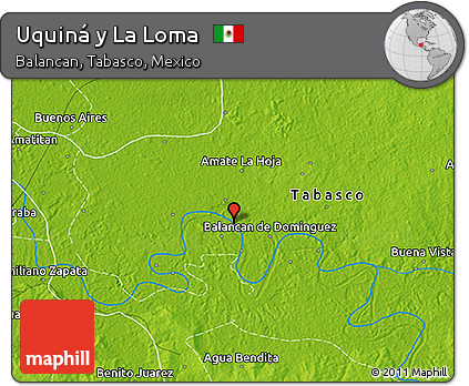Physical 3D Map of Uquiná Y La Loma