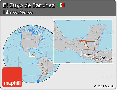 Gray Location Map of El Cuyo De Sanchez