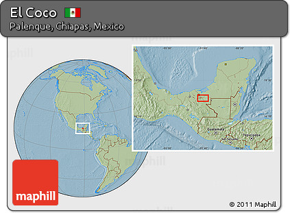 Savanna Style Location Map of El Coco, hill shading