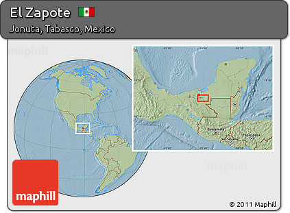 Savanna Style Location Map of El Zapote, hill shading
