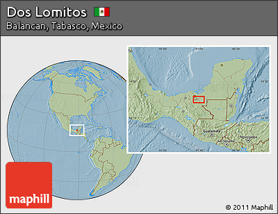 Savanna Style Location Map of Dos Lomitos, hill shading