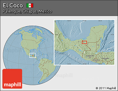 Savanna Style Location Map of El Coco, hill shading