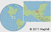Savanna Style Location Map of the area around 17° 50' 55" N, 91° 43' 29" W
