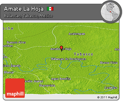 Physical Panoramic Map of Amate La Hoja