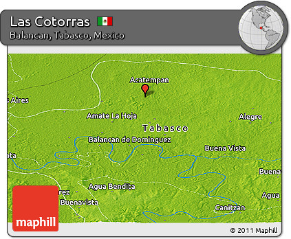 Physical Panoramic Map of Las Cotorras
