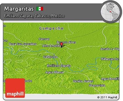 Physical Panoramic Map of Margaritas