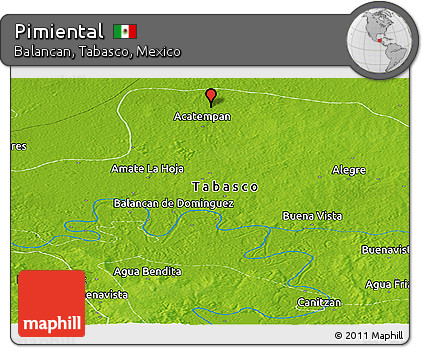 Physical Panoramic Map of Pimiental