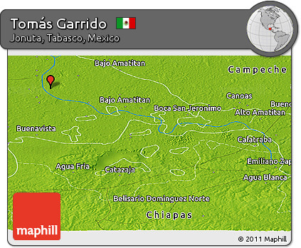 Physical Panoramic Map of Tomás Garrido
