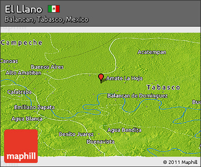 Physical Panoramic Map of El Llano