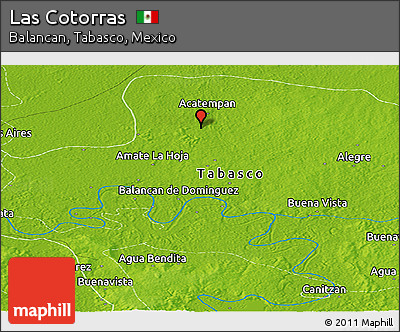Physical Panoramic Map of Las Cotorras
