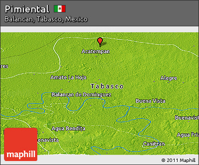 Physical Panoramic Map of Pimiental