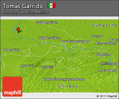 Physical Panoramic Map of Tomás Garrido