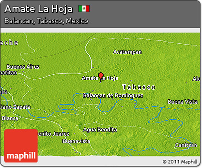 Physical Panoramic Map of Amate La Hoja