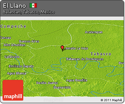 Physical Panoramic Map of El Llano