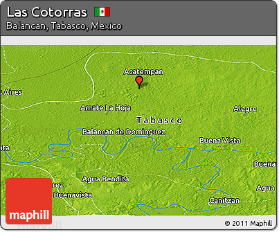 Physical Panoramic Map of Las Cotorras
