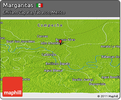 Physical Panoramic Map of Margaritas