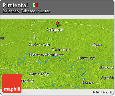 Physical Panoramic Map of Pimiental