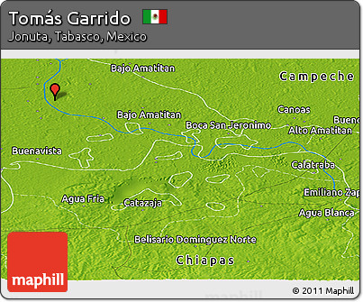 Physical Panoramic Map of Tomás Garrido