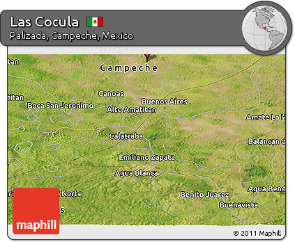 Satellite Panoramic Map of Las Cocula