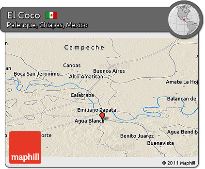 Shaded Relief Panoramic Map of El Coco