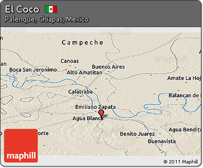 Shaded Relief Panoramic Map of El Coco