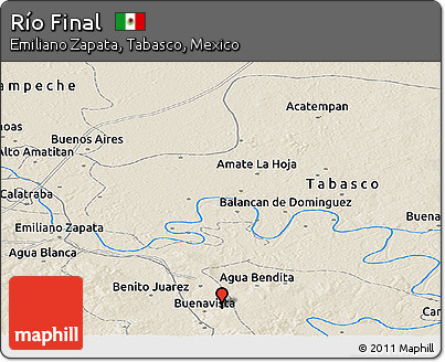 Shaded Relief Panoramic Map of Río Final