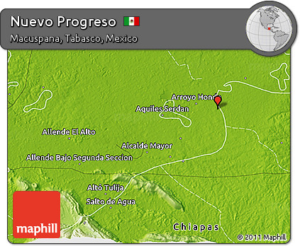 Physical 3D Map of Nuevo Progreso