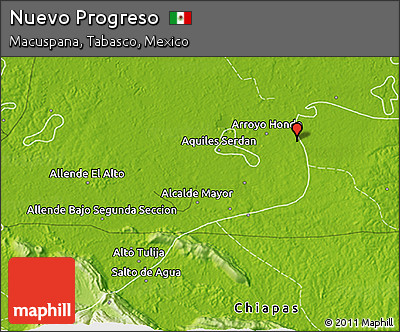 Physical 3D Map of Nuevo Progreso