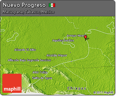 Physical 3D Map of Nuevo Progreso