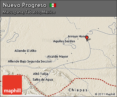 Shaded Relief 3D Map of Nuevo Progreso