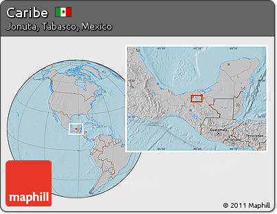 Gray Location Map of Caribe, hill shading
