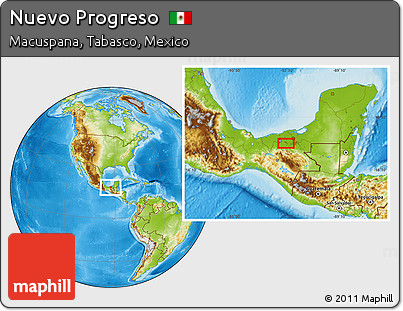 Physical Location Map of Nuevo Progreso