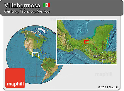 Satellite Location Map of Villahermosa