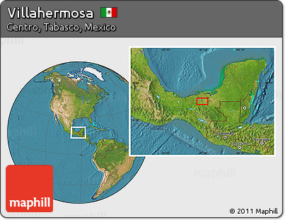 Satellite Location Map of Villahermosa