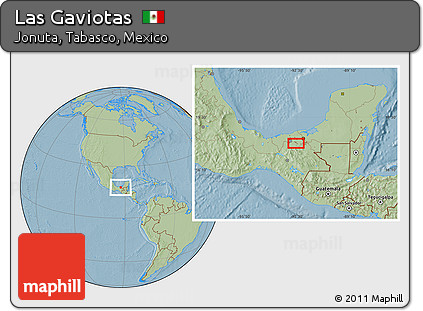 Savanna Style Location Map of Las Gaviotas, hill shading