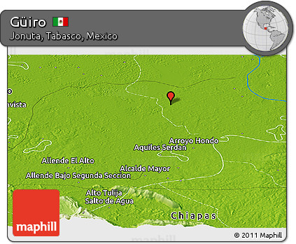 Physical Panoramic Map of Güiro