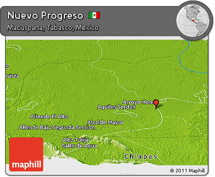 Physical Panoramic Map of Nuevo Progreso