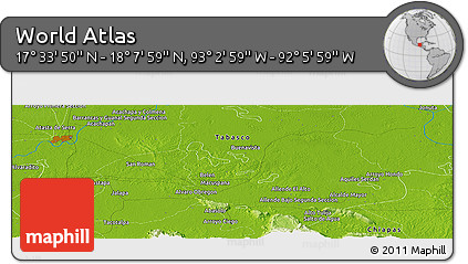 Physical Panoramic Map of the Area around 17° 50' 55" N, 92° 34' 29" W