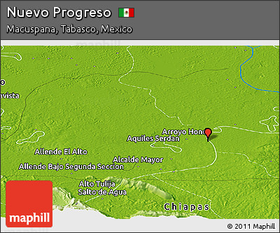 Physical Panoramic Map of Nuevo Progreso