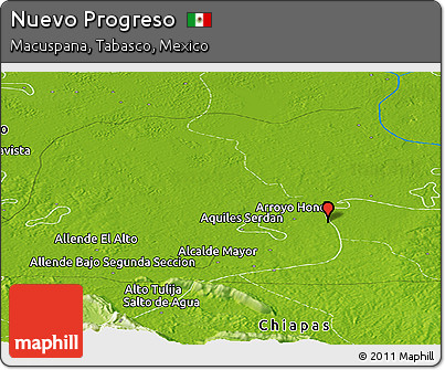 Physical Panoramic Map of Nuevo Progreso