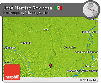 Physical 3D Map of José Narciso Rovirosa