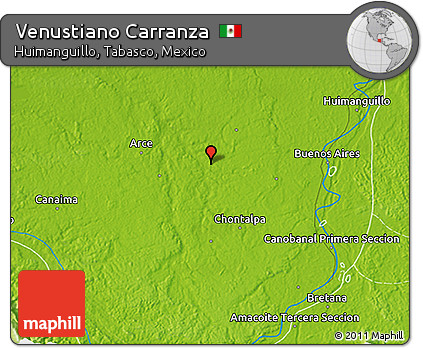 Physical 3D Map of Venustiano Carranza