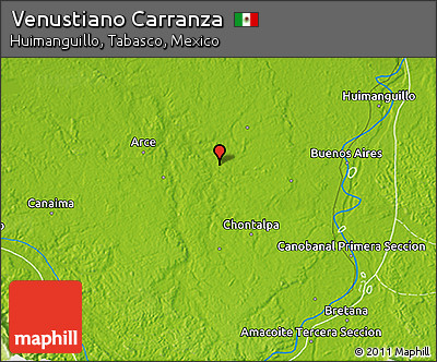 Physical 3D Map of Venustiano Carranza