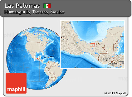 Shaded Relief Location Map of Las Palomas