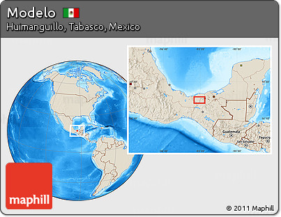 Shaded Relief Location Map of Modelo