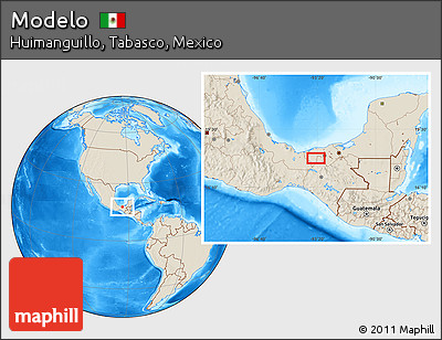Shaded Relief Location Map of Modelo