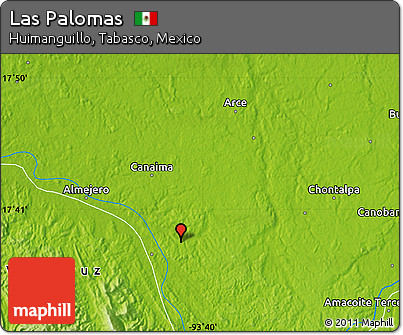 Physical Map of Las Palomas
