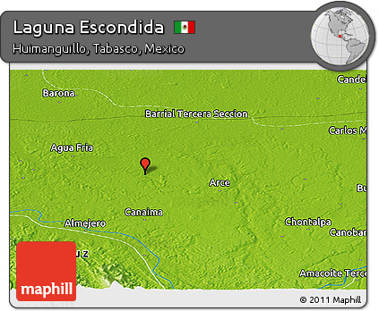 Physical Panoramic Map of Laguna Escondida